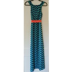 Blue/Teal ZigZag maxi dress